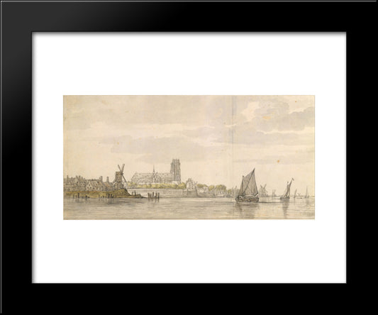 View Of The Groote Kerk In Dordrecht From The River Maas 20x24 Black Modern Wood Framed Art Print Poster by Cuyp, Aelbert