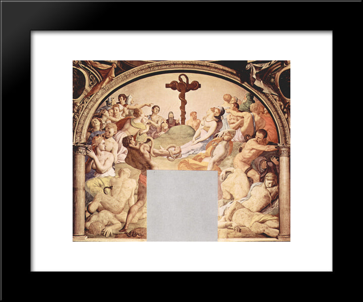 Adoration Of The Cross With The Brazen Serpent 20x24 Black Modern Wood Framed Art Print Poster by Bronzino, Agnolo