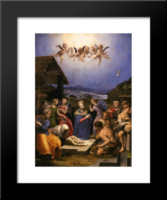 Adoration Of The Shepherds 20x24 Black Modern Wood Framed Art Print Poster by Bronzino, Agnolo