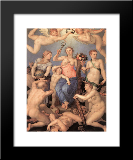 Allegory Of Happiness 20x24 Black Modern Wood Framed Art Print Poster by Bronzino, Agnolo