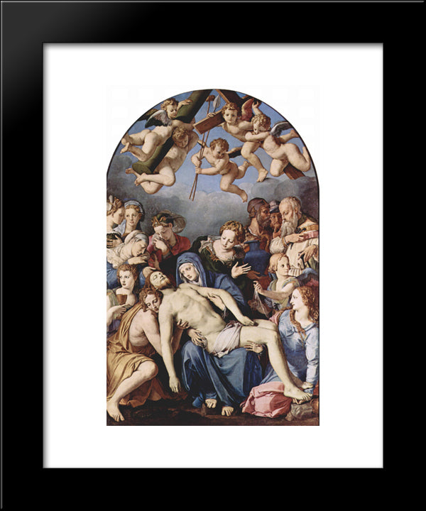 Deposition From The Cross 20x24 Black Modern Wood Framed Art Print Poster by Bronzino, Agnolo