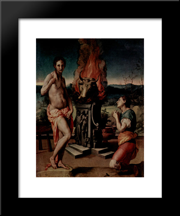 Galatea And Pygmalion 20x24 Black Modern Wood Framed Art Print Poster by Bronzino, Agnolo