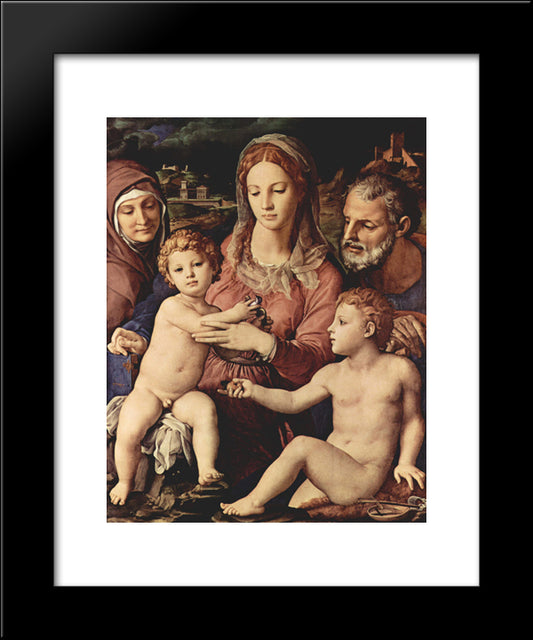 Holy Family With St. Anne And The Infant St. John The Baptist 20x24 Black Modern Wood Framed Art Print Poster by Bronzino, Agnolo