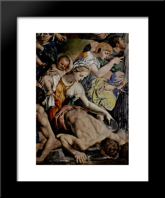 Moses Strikes Water From The Wall Rocks 20x24 Black Modern Wood Framed Art Print Poster by Bronzino, Agnolo