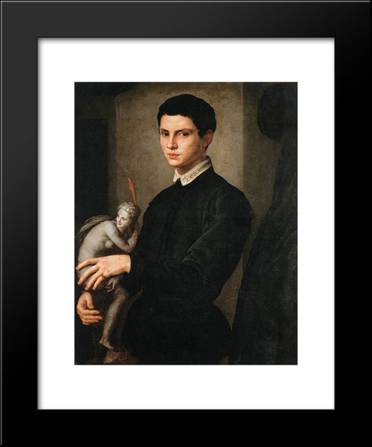 Portrait Of A Sculptor 20x24 Black Modern Wood Framed Art Print Poster by Bronzino, Agnolo