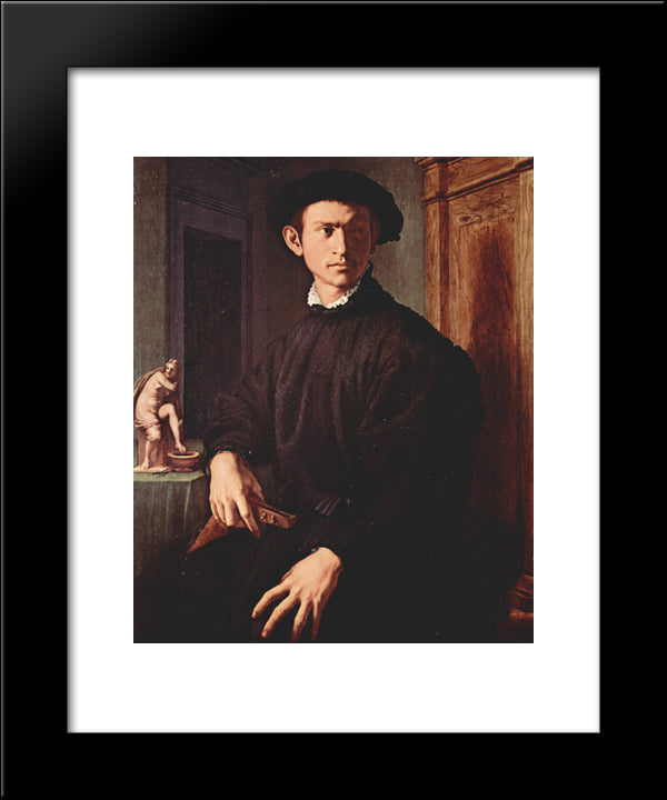 Portrait Of A Young Man 20x24 Black Modern Wood Framed Art Print Poster by Bronzino, Agnolo