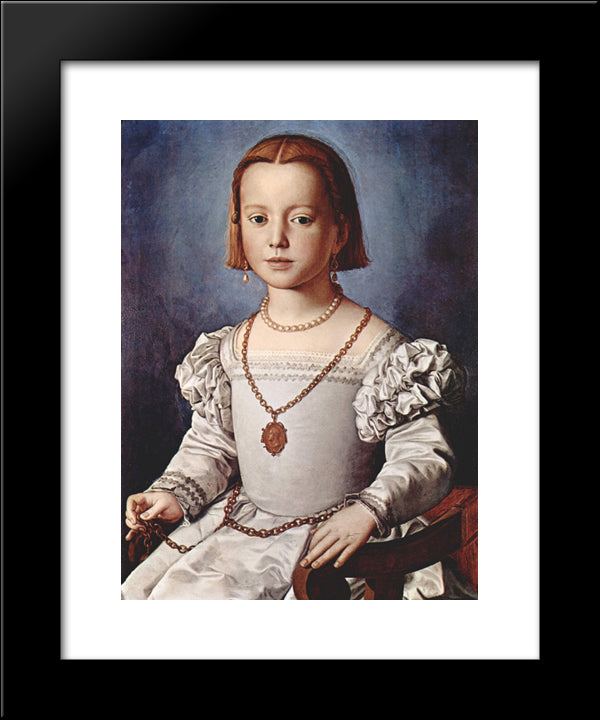 Portrait Of Bia De' Medici 20x24 Black Modern Wood Framed Art Print Poster by Bronzino, Agnolo