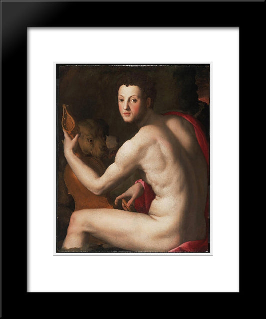 Portrait Of Cosimo I De' Medici As Orpheus 20x24 Black Modern Wood Framed Art Print Poster by Bronzino, Agnolo