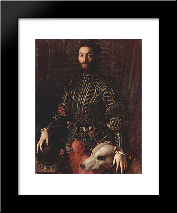 Portrait Of Guidubaldo Della Rovere 20x24 Black Modern Wood Framed Art Print Poster by Bronzino, Agnolo