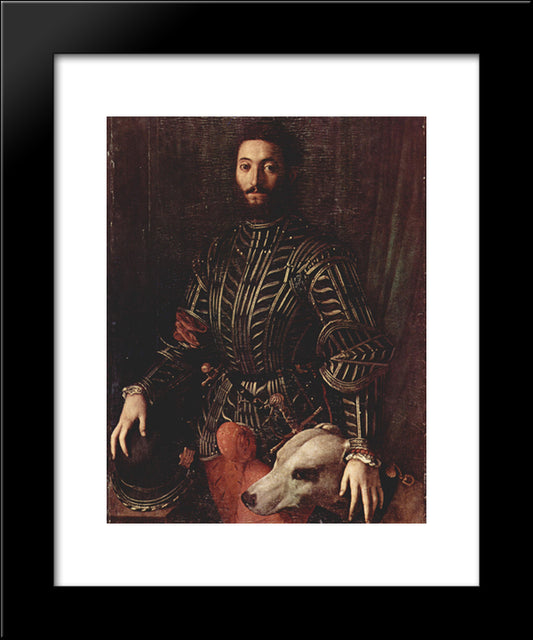 Portrait Of Guidubaldo Della Rovere 20x24 Black Modern Wood Framed Art Print Poster by Bronzino, Agnolo