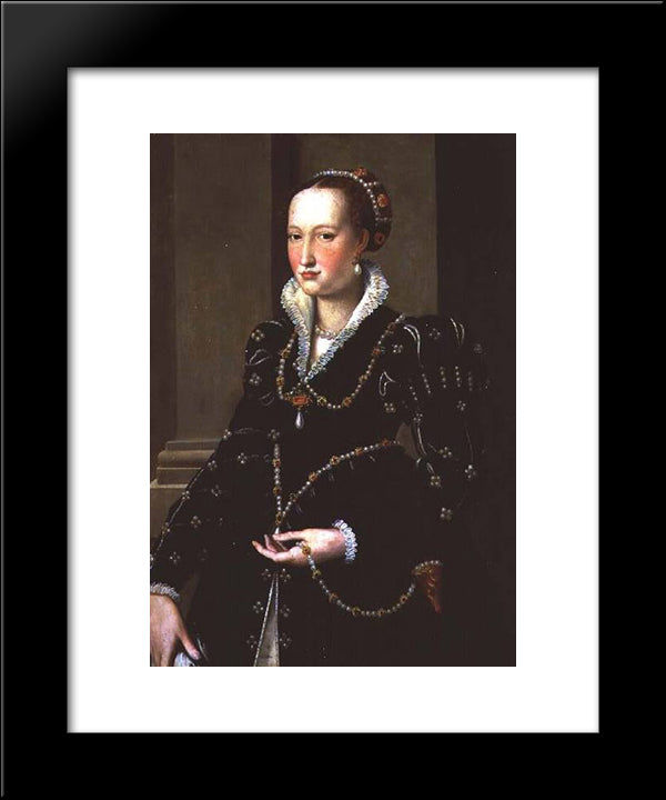 Portrait Of Laudomia De' Medici 20x24 Black Modern Wood Framed Art Print Poster by Bronzino, Agnolo