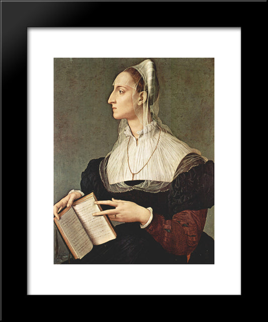 Portrait Of Laura Battiferri 20x24 Black Modern Wood Framed Art Print Poster by Bronzino, Agnolo