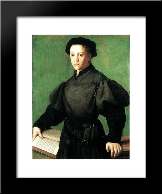 Portrait Of Lorenzo Lenzi 20x24 Black Modern Wood Framed Art Print Poster by Bronzino, Agnolo