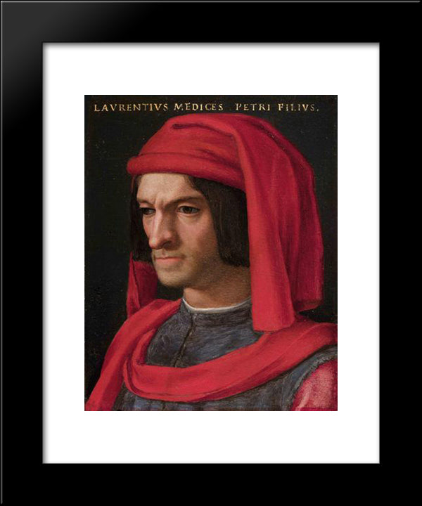 Portrait Of Lorenzo The Magnificent 20x24 Black Modern Wood Framed Art Print Poster by Bronzino, Agnolo