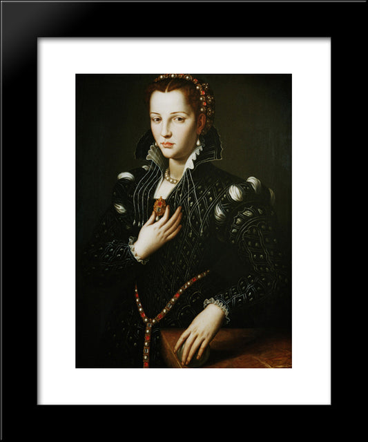 Portrait Of Lucrezia De' Medici 20x24 Black Modern Wood Framed Art Print Poster by Bronzino, Agnolo