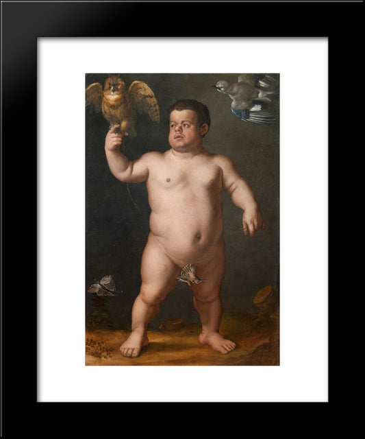 Portrait Of Nano Morgante 20x24 Black Modern Wood Framed Art Print Poster by Bronzino, Agnolo