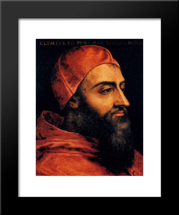 Portrait Of Pope Clement Vii 20x24 Black Modern Wood Framed Art Print Poster by Bronzino, Agnolo