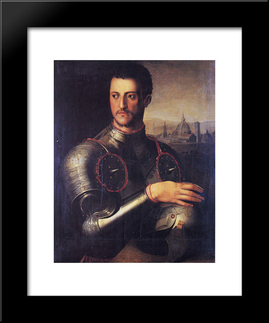 Portrait Of The Grand Duke Cosimo I De' Medici 20x24 Black Modern Wood Framed Art Print Poster by Bronzino, Agnolo