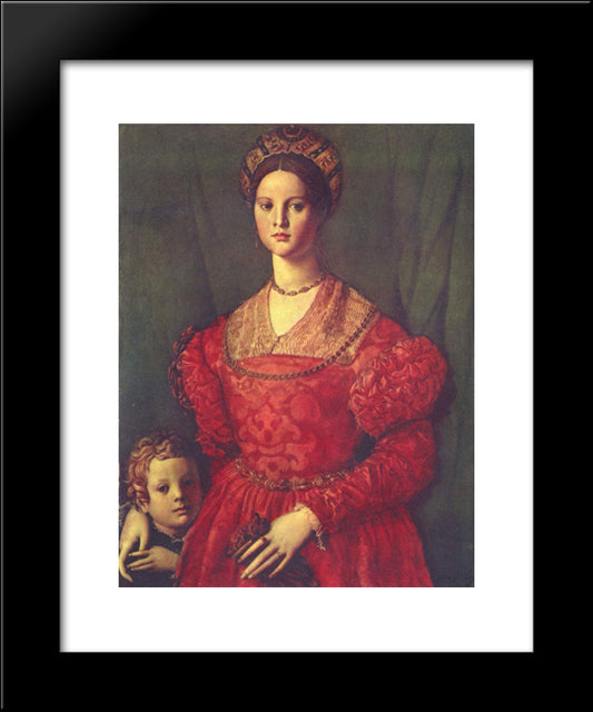 Portrait Of Young Woman With Her Son 20x24 Black Modern Wood Framed Art Print Poster by Bronzino, Agnolo