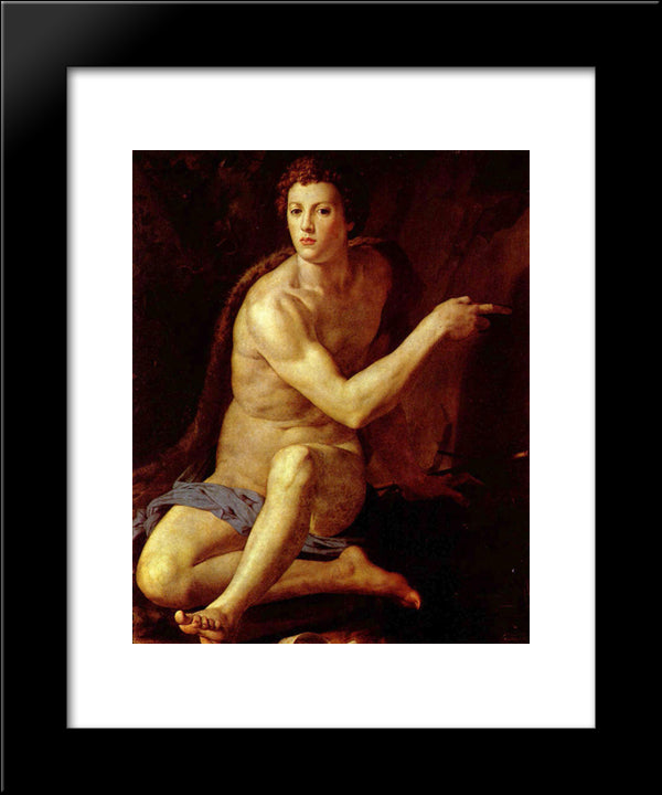 Saint John The Baptist 20x24 Black Modern Wood Framed Art Print Poster by Bronzino, Agnolo