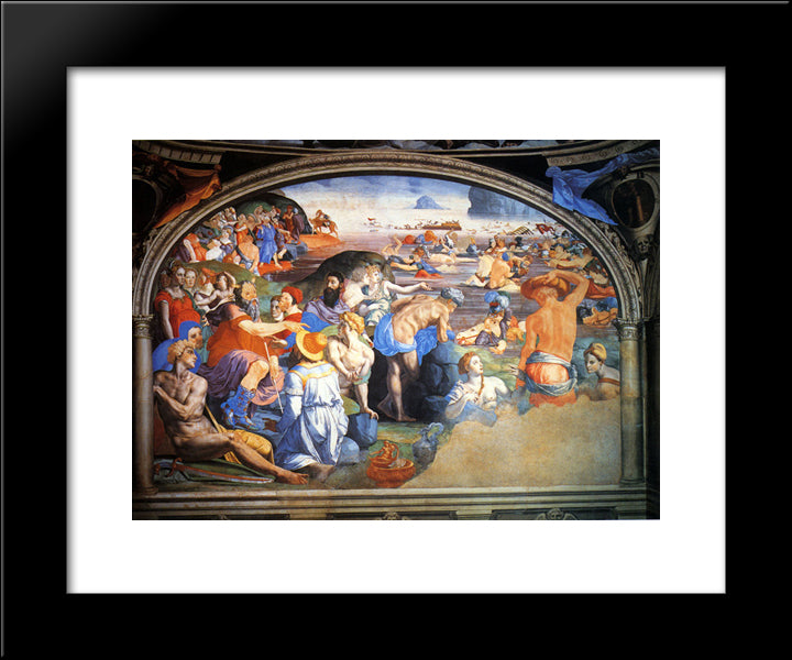 The Crossing Of The Red Sea 20x24 Black Modern Wood Framed Art Print Poster by Bronzino, Agnolo