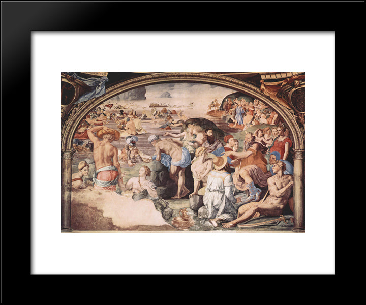 The Israelites Crossing The Red Sea 20x24 Black Modern Wood Framed Art Print Poster by Bronzino, Agnolo