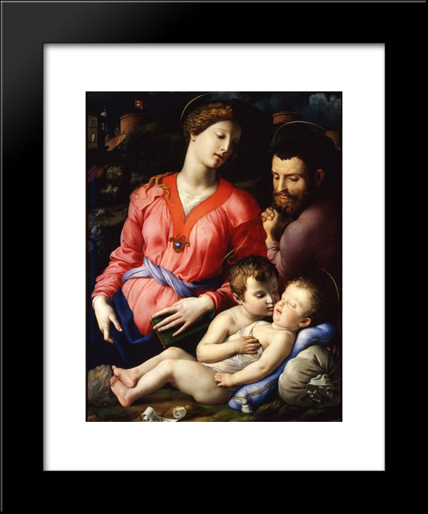 The Panciatichi Holy Family 20x24 Black Modern Wood Framed Art Print Poster by Bronzino, Agnolo