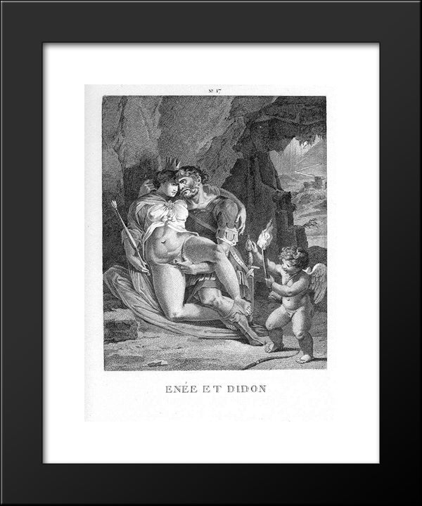 Aeneas And Dido 20x24 Black Modern Wood Framed Art Print Poster by Carracci, Agostino