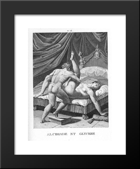 Alcibiade And Glycere 20x24 Black Modern Wood Framed Art Print Poster by Carracci, Agostino