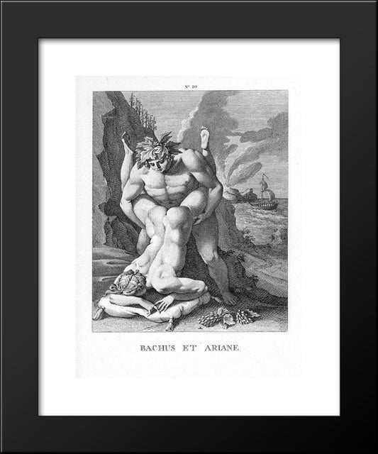 Bachus And Ariane 20x24 Black Modern Wood Framed Art Print Poster by Carracci, Agostino