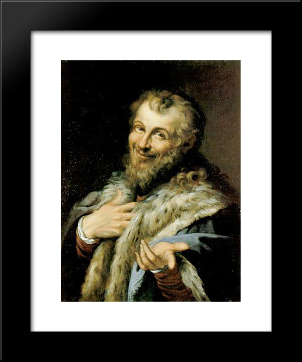 Democritus 20x24 Black Modern Wood Framed Art Print Poster by Carracci, Agostino