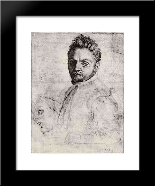 Giovanni Gabrielli, 'Il Sivello' 20x24 Black Modern Wood Framed Art Print Poster by Carracci, Agostino