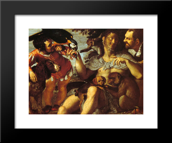 Hairy Harry, Mad Peter And Tiny Amon 20x24 Black Modern Wood Framed Art Print Poster by Carracci, Agostino