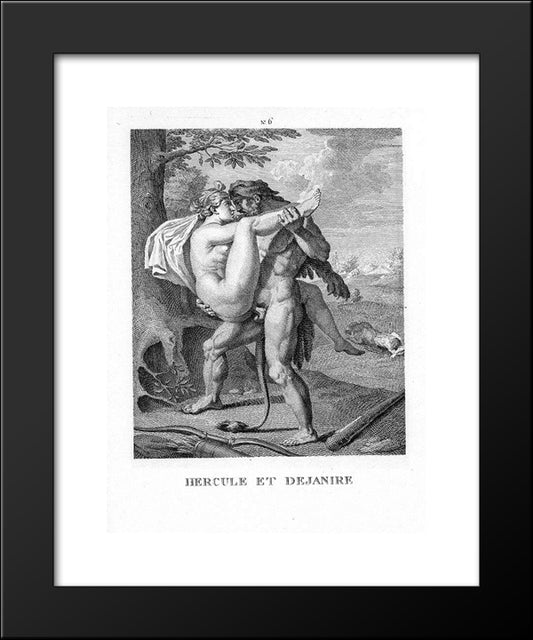 Hercules And Deianira 20x24 Black Modern Wood Framed Art Print Poster by Carracci, Agostino