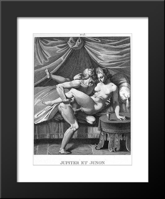 Jupiter And Juno 20x24 Black Modern Wood Framed Art Print Poster by Carracci, Agostino