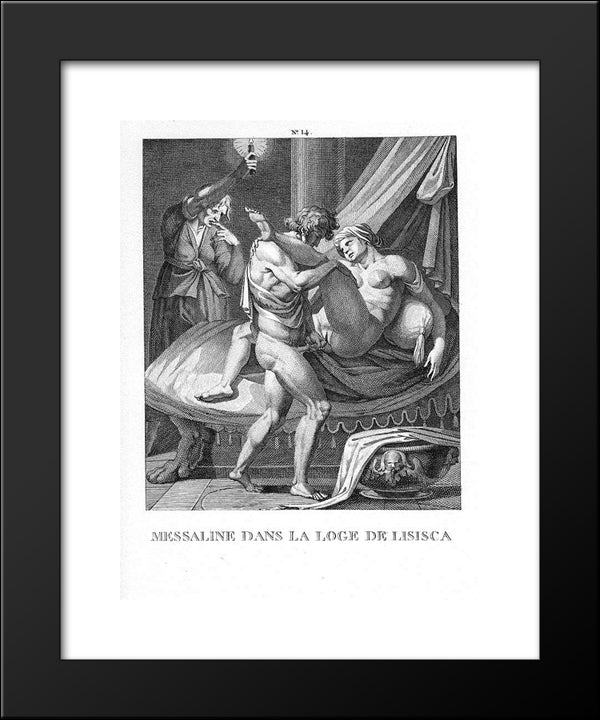 Messalina In Lisisica'S Booth 20x24 Black Modern Wood Framed Art Print Poster by Carracci, Agostino