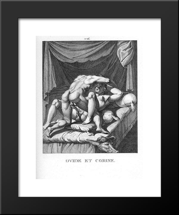 Ovid And Corine 20x24 Black Modern Wood Framed Art Print Poster by Carracci, Agostino