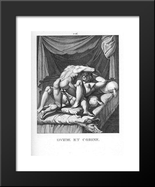 Ovid And Corine 20x24 Black Modern Wood Framed Art Print Poster by Carracci, Agostino