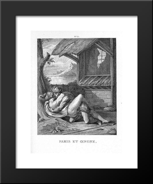 Paris And Oenone 20x24 Black Modern Wood Framed Art Print Poster by Carracci, Agostino