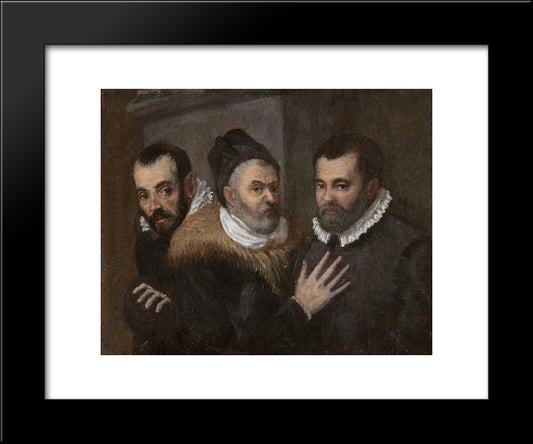 Portrait Of Annibale, Ludovico And Agostino Carracci 20x24 Black Modern Wood Framed Art Print Poster by Carracci, Agostino