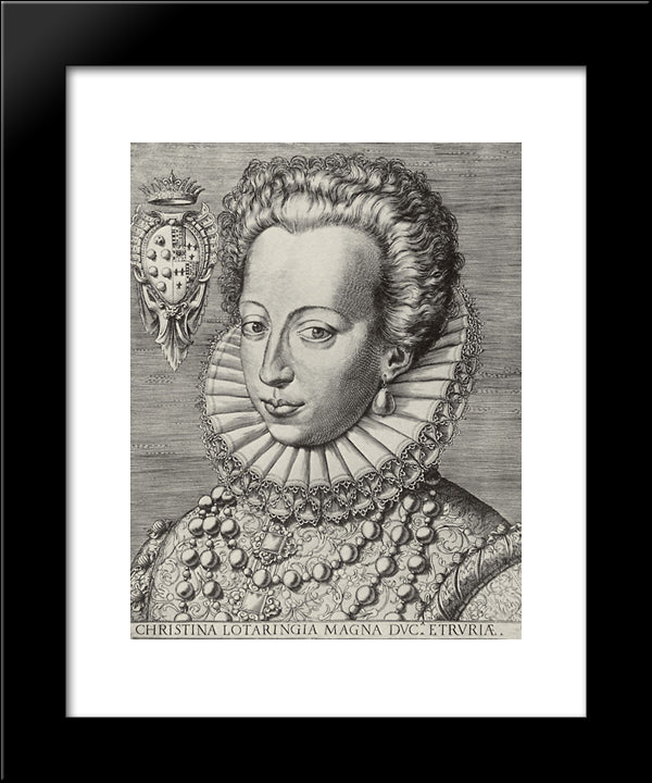 Portrait Of Christine Of Lorraine, Grand Duchess Of Tuscany 20x24 Black Modern Wood Framed Art Print Poster by Carracci, Agostino