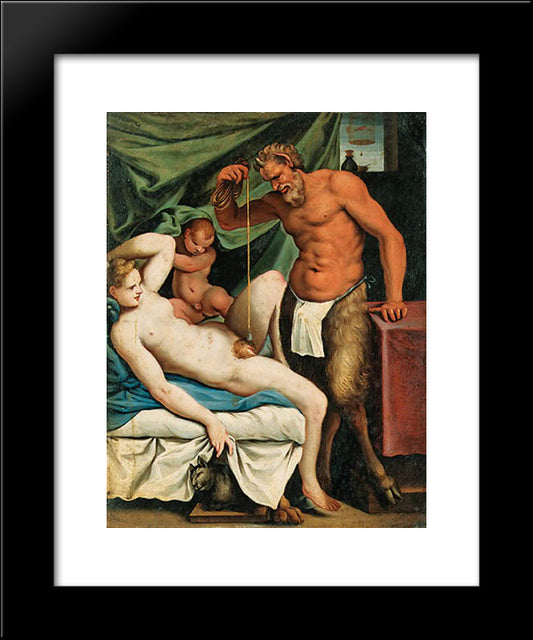 Satyr Mason 20x24 Black Modern Wood Framed Art Print Poster by Carracci, Agostino