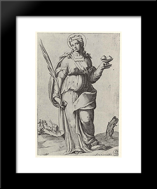 St. Agatha, From The Episode Holy Women 20x24 Black Modern Wood Framed Art Print Poster by Carracci, Agostino