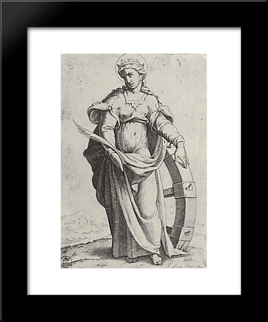 St. Catherine, From The Episode Holy Women 20x24 Black Modern Wood Framed Art Print Poster by Carracci, Agostino