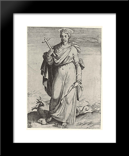 St. Margaret, From The Episode Holy Women 20x24 Black Modern Wood Framed Art Print Poster by Carracci, Agostino