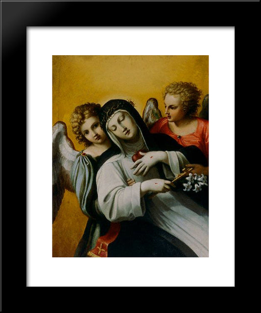 The Ecstasy Of Saint Catherine 20x24 Black Modern Wood Framed Art Print Poster by Carracci, Agostino