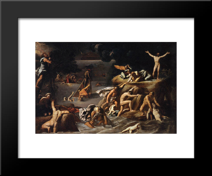 The Flood 20x24 Black Modern Wood Framed Art Print Poster by Carracci, Agostino