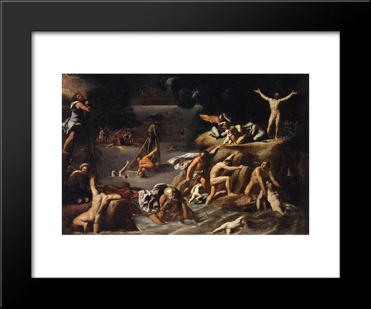 The Flood 20x24 Black Modern Wood Framed Art Print Poster by Carracci, Agostino