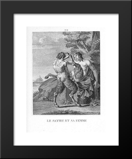 The Satire And His Wife 20x24 Black Modern Wood Framed Art Print Poster by Carracci, Agostino