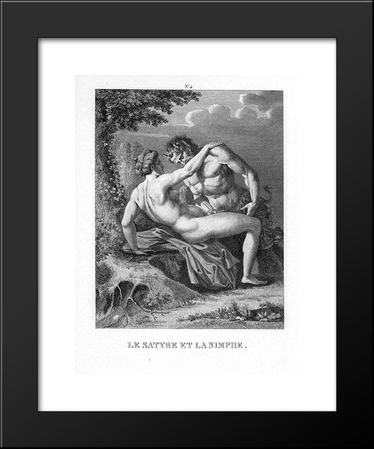 The Satyr And Nymph 20x24 Black Modern Wood Framed Art Print Poster by Carracci, Agostino